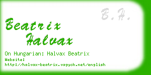 beatrix halvax business card